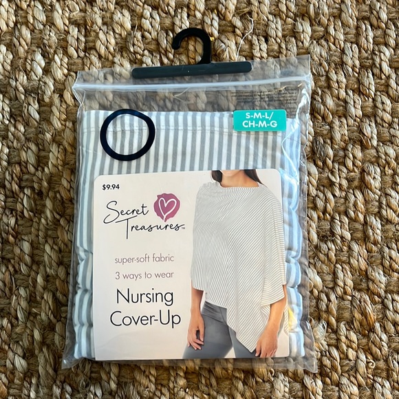 Secret Treasures Nursing Cover-up  Gray Stripes Soft Knit Fits size S, M & L - Picture 2 of 9